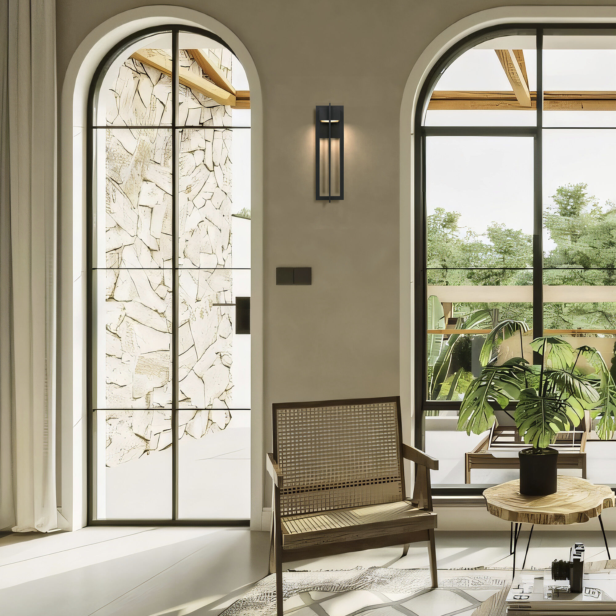 4 Bar LED 23 inch Sand Black Outdoor Wall Sconce